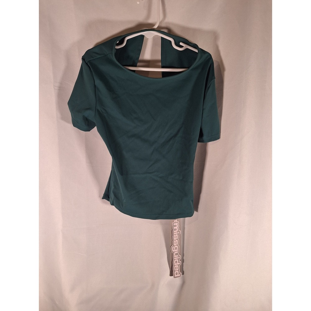 Missguided Sport Womens XS Forest Green‎ Open Back S Sleeve Activewear Top NEW